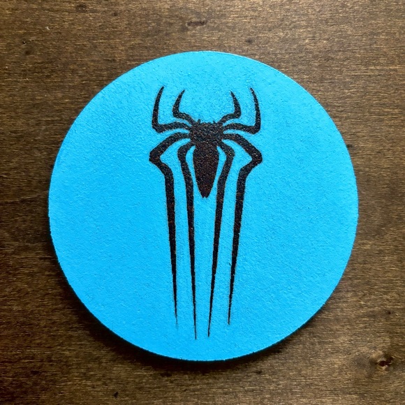 Spider-Man Andrew Garfield Logo Laser Engraved Painted Cork Coaster - Picture 1 of 5